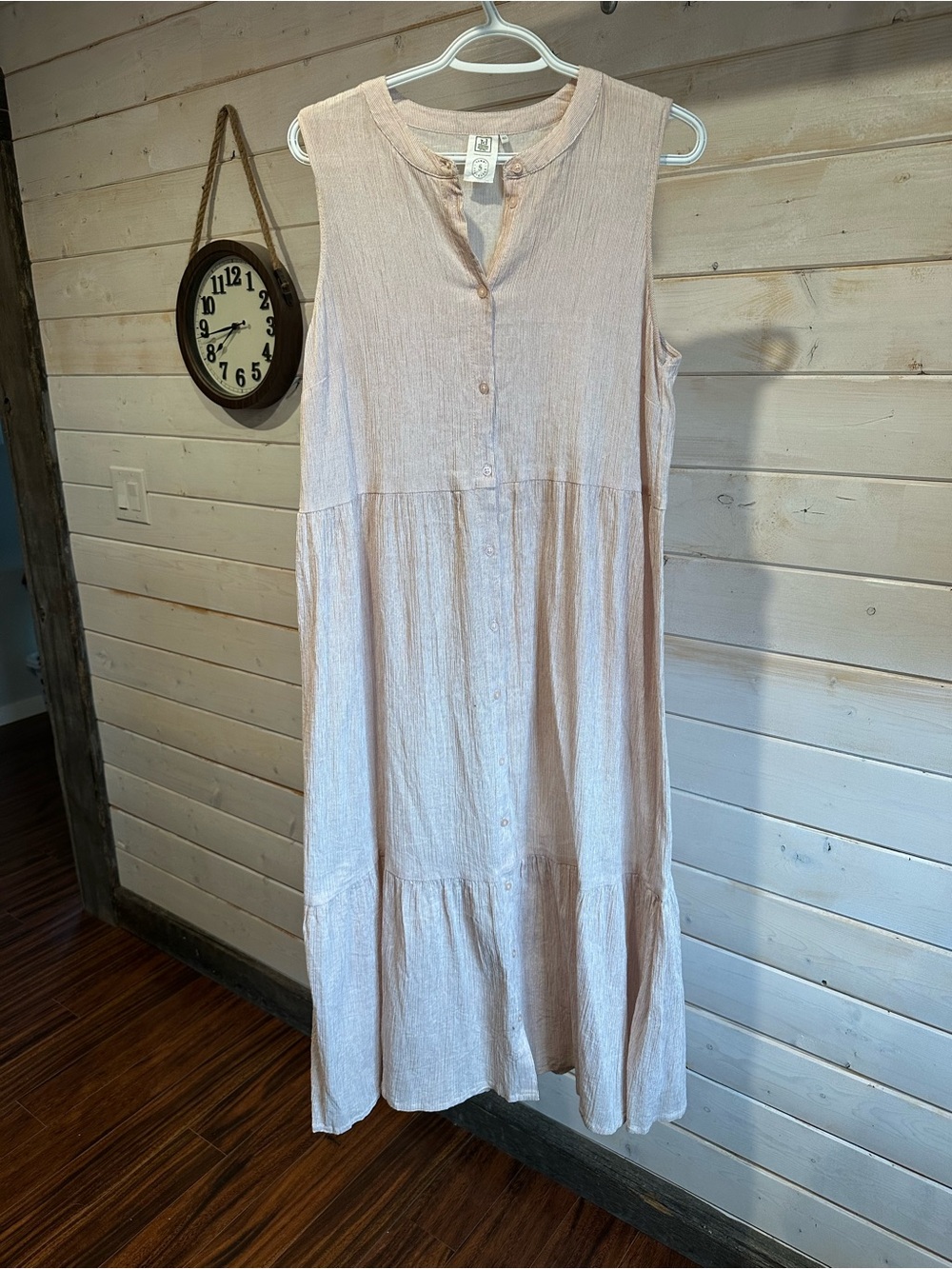 Jardines Domaine x Sammy Sylvester | 100% Cotton Pink & White Button Front Dress